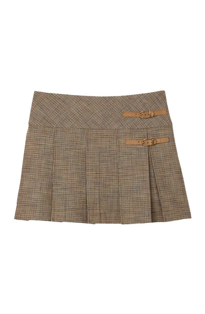 SANDRO Pleated micro houndstooth skirt, Alternate, color, 