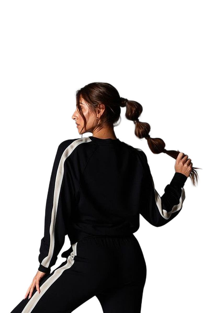 Tavi Ease Crew Stripe Sweatshirt, Alternate, color, Ebony Coconut