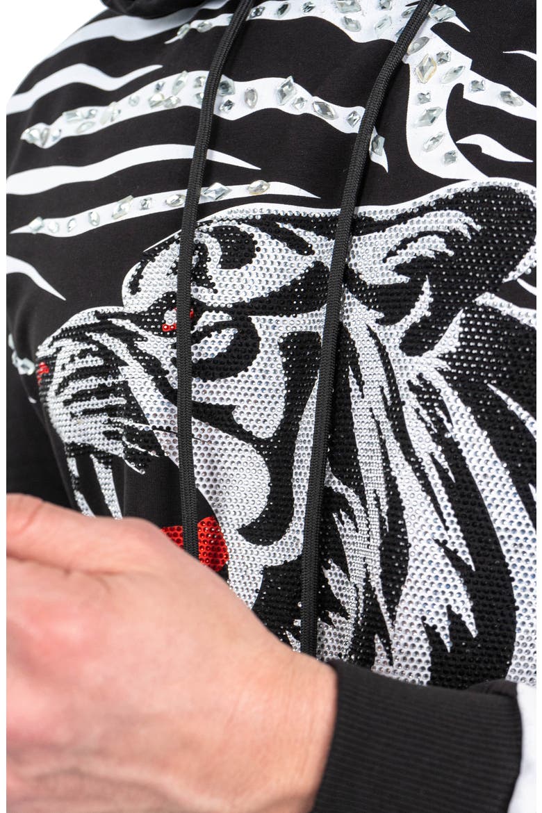 Ziger Embellished Graphic Hoodie, Alternate, color, BLACK