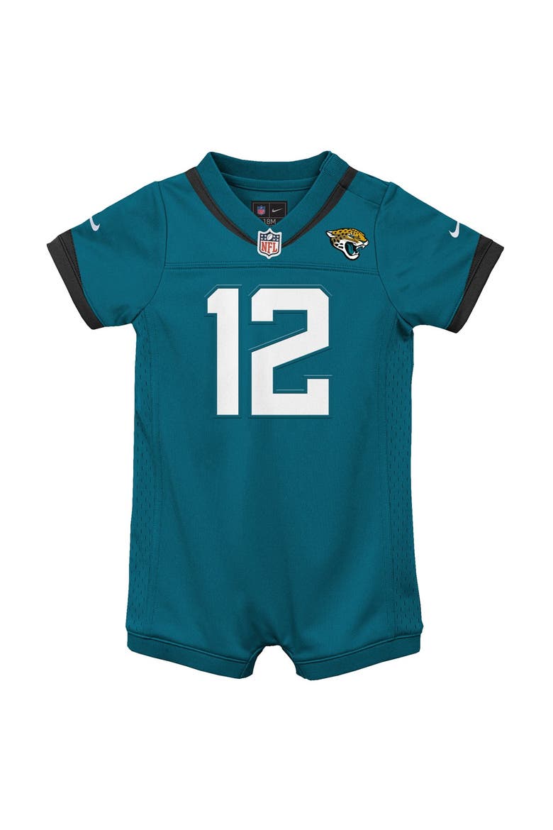 Newborn Nike Travis Hunter Teal Jacksonville Jaguars Romper Game Jersey, Alternate, color, Teal