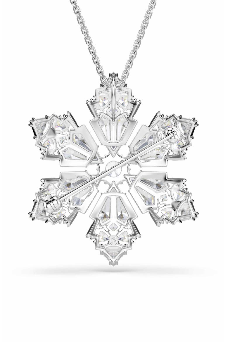 Idyllia Snowflake Pendant Necklace & Brooch, Alternate, color, WHITE RHODIUM PLATED