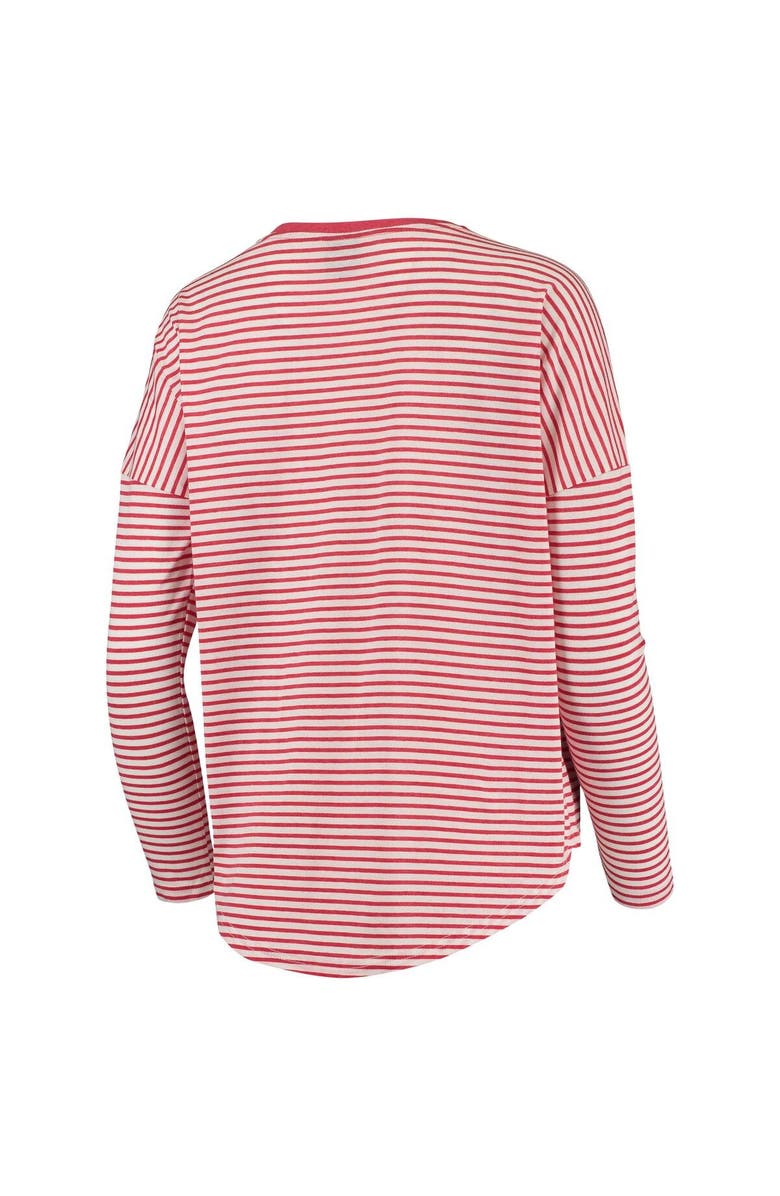 UG APPAREL Women's Scarlet/White Ohio State Buckeyes Melange Striped Boxy Long Sleeve T-Shirt, Alternate, color,