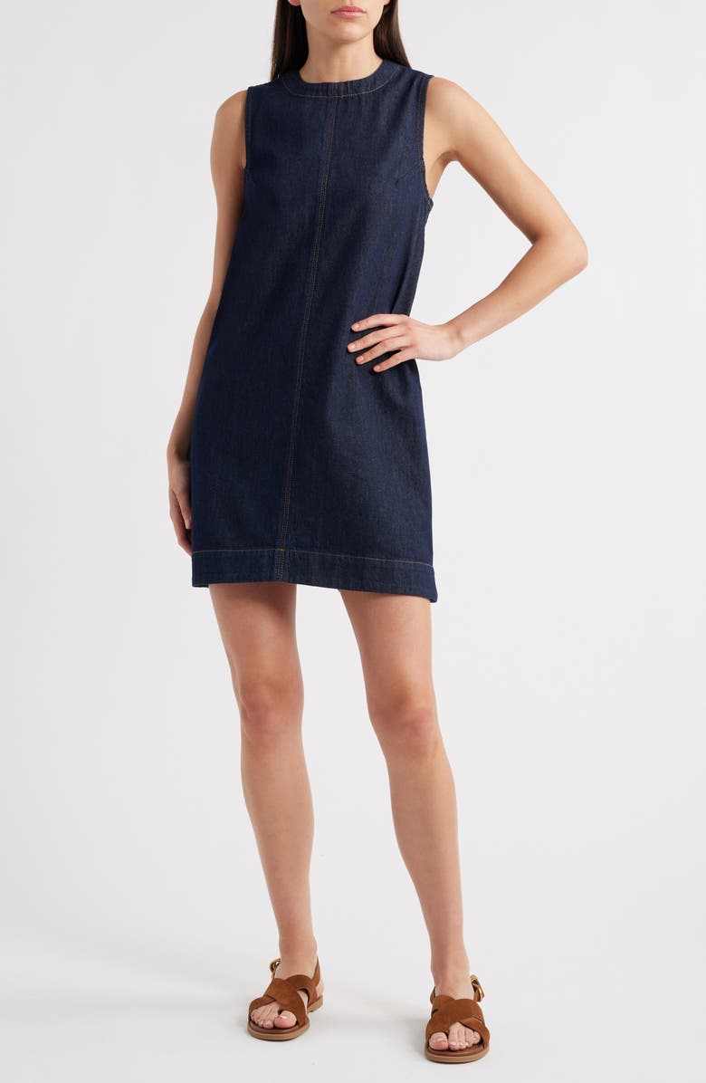 Madewell Boxy Sleeveless Denim Shift Dress, Alternate, color, Essex Wash