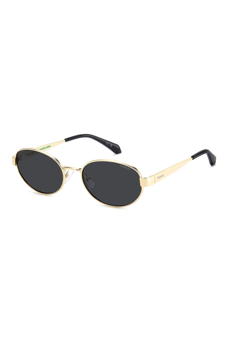 55mm Polarized Oval Sunglasses, Alternate, color, GOLD/ GREY PZ