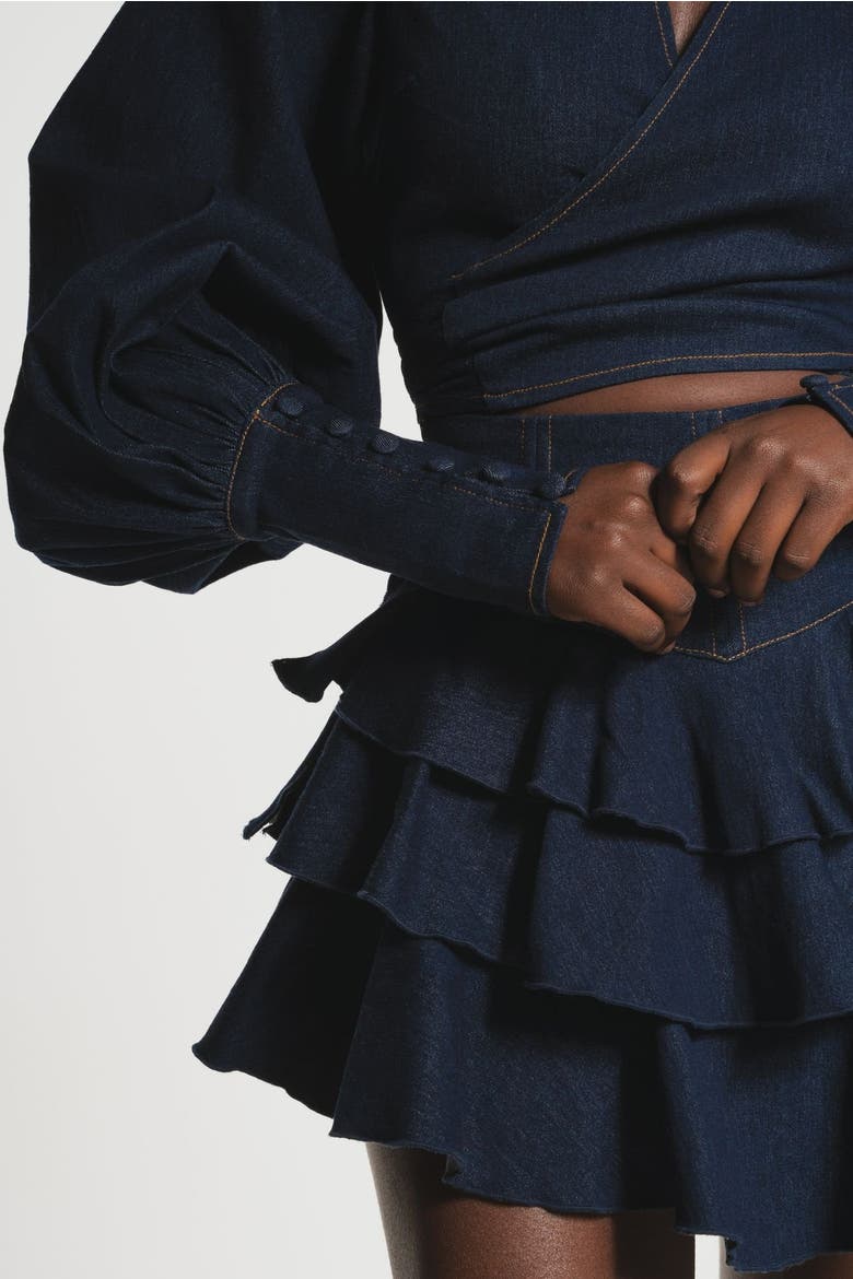 Denim Dana Wrap top, Alternate, color, Blue