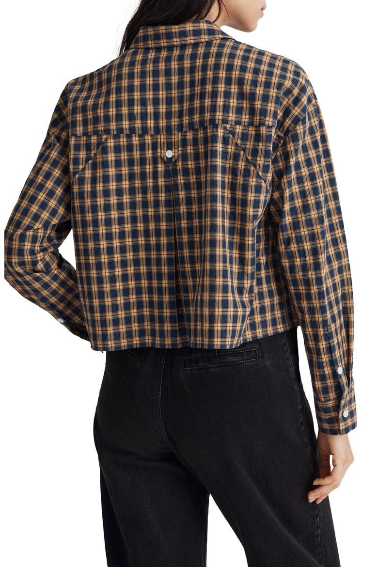 The Signature Plaid Poplin Crop Button-Up Shirt, Alternate, color, CLASSIC INDIGO