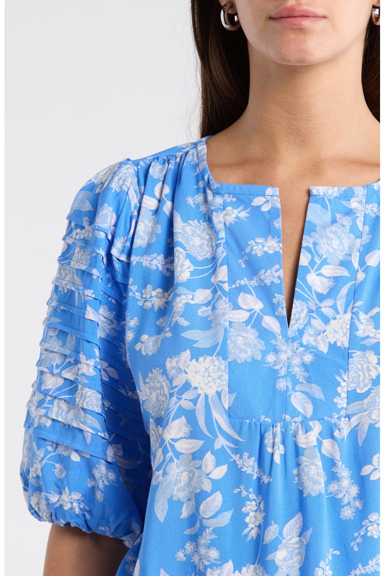 Odella Floral Print Top, Alternate, color, BLUE-WHITE