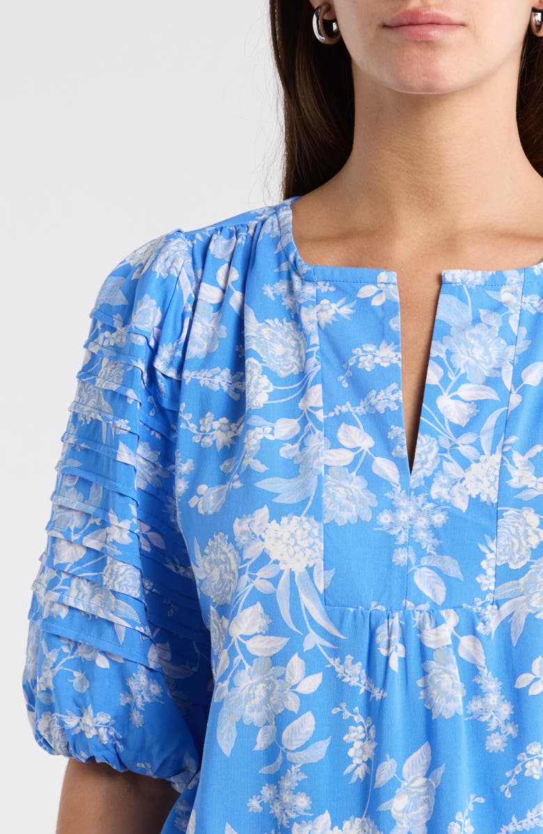 SUGARLIPS Odella Floral Print Top, Alternate, color, Blue-White