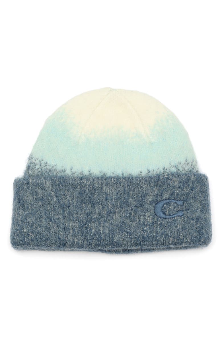 COACH Embroidered C Ombré Beanie, Main, color, Navy Multi