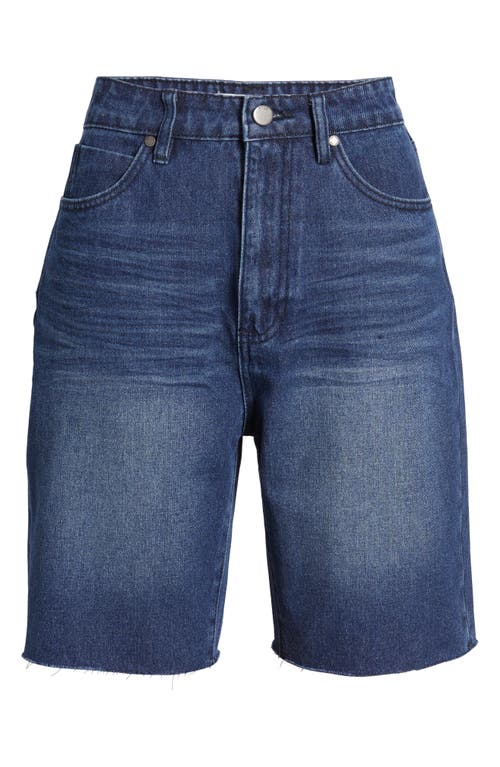 Ptcl Petra High Waist Cuff Out Denim Shorts In Rinse Wash