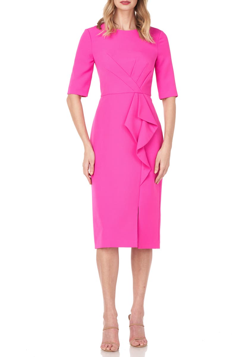 Kay Unger Ruffle Detail Sheath Cocktail Dress, Main, color, 