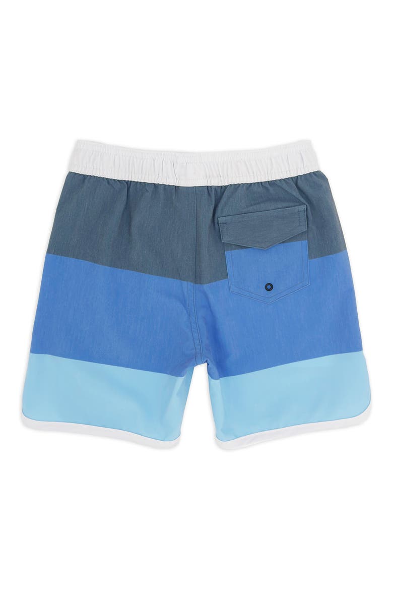 Kids' Colorblock Scallop Board Shorts, Alternate, color, NAVY