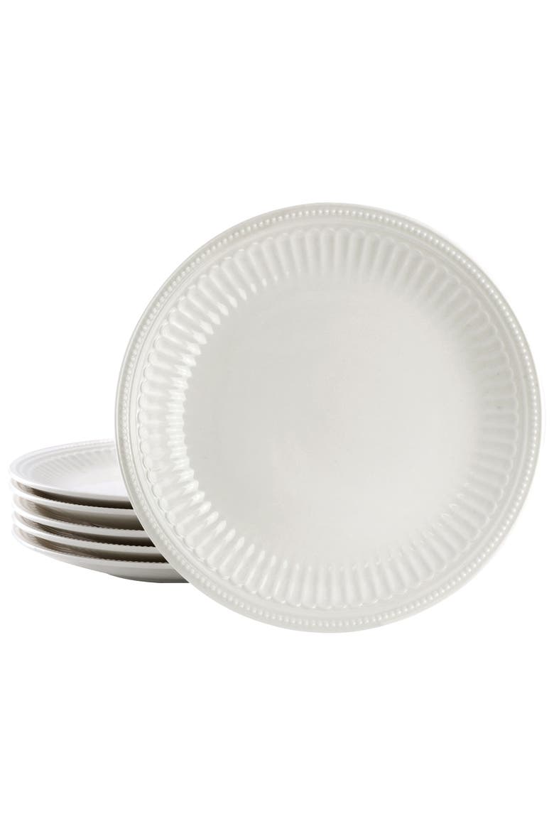 6 Piece Stoneware Dinner Plate Set, Main, color, White