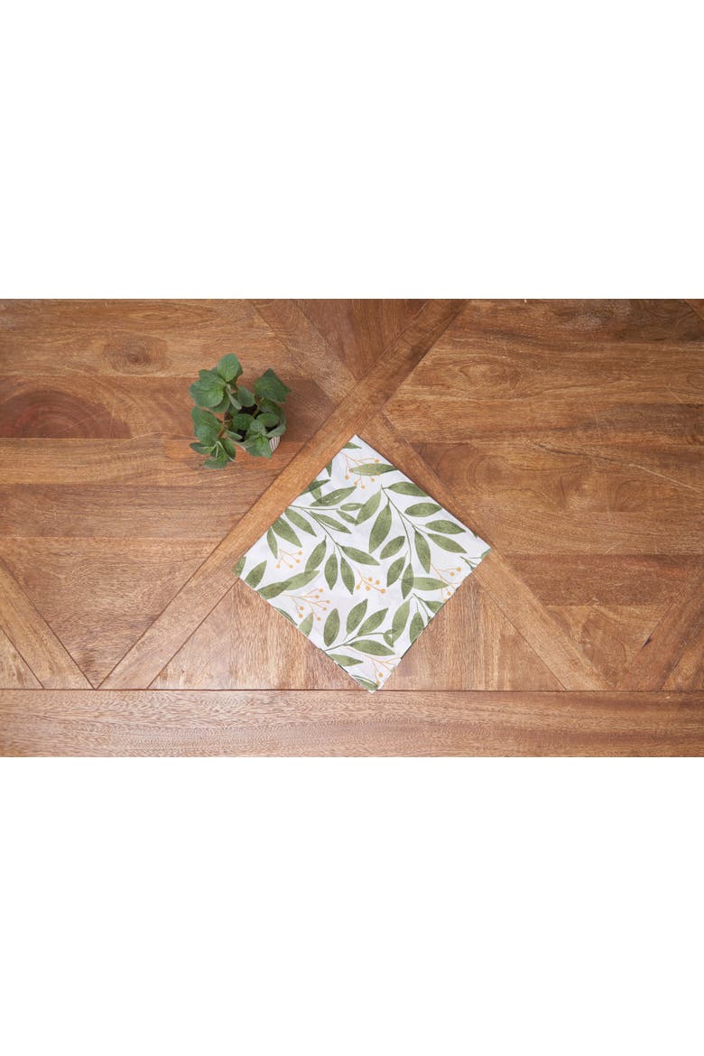 Joelle Cotton Napkins Set of 6 - Vibrant Floral & Palm Leaf, Alternate, color, Green