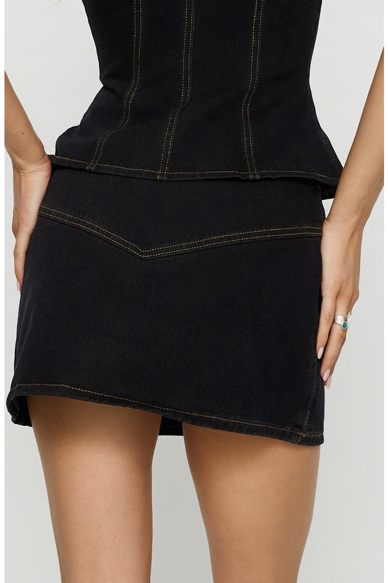 Capree Low Rise Denim Miniskirt, Alternate, color, RAW DENIM