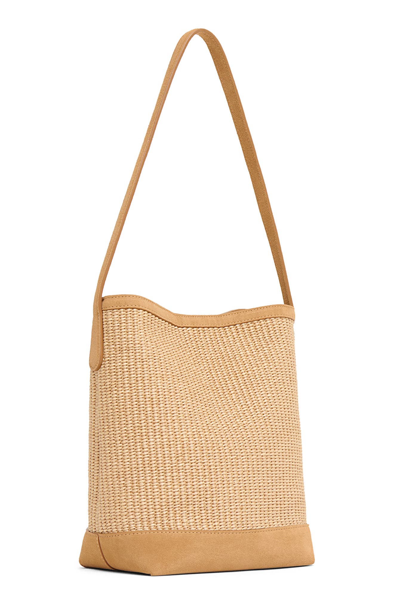 Mansur Gavriel Small Everyday Cabas Woven Raffia & Suede Bucket Tote, Alternate, color, Natural