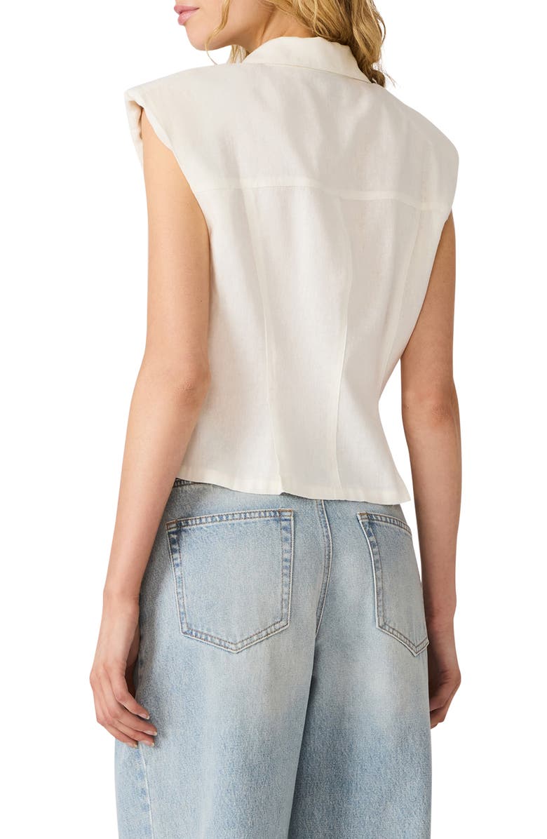 Steve Madden Cassady Linen Blend Button-Up Top, Alternate, color, Antique