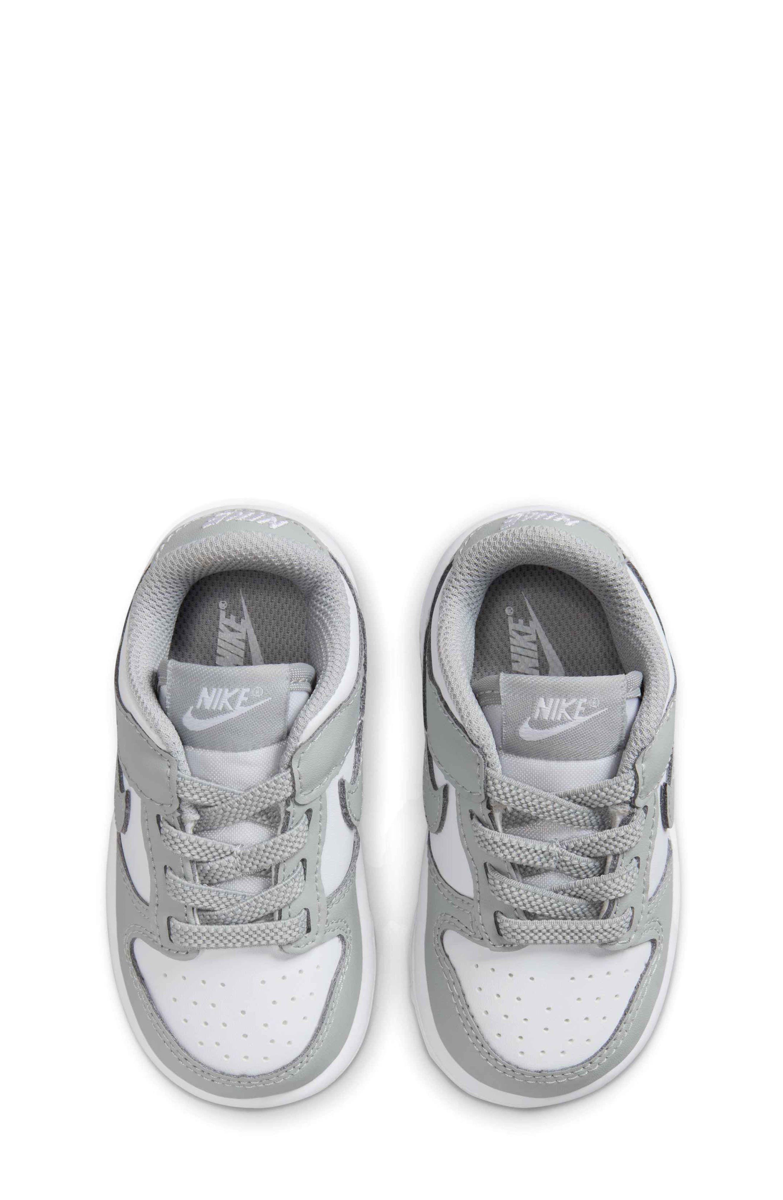 Nike Kids' Dunk Low Basketball Sneaker, Alternate, color, White/ Light Smoke Grey