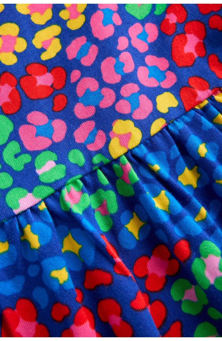 Mini Boden Kids' Floral Long Sleeve Cotton Jersey Dress, Alternate, color, Bright Blue Rainbow Leopard