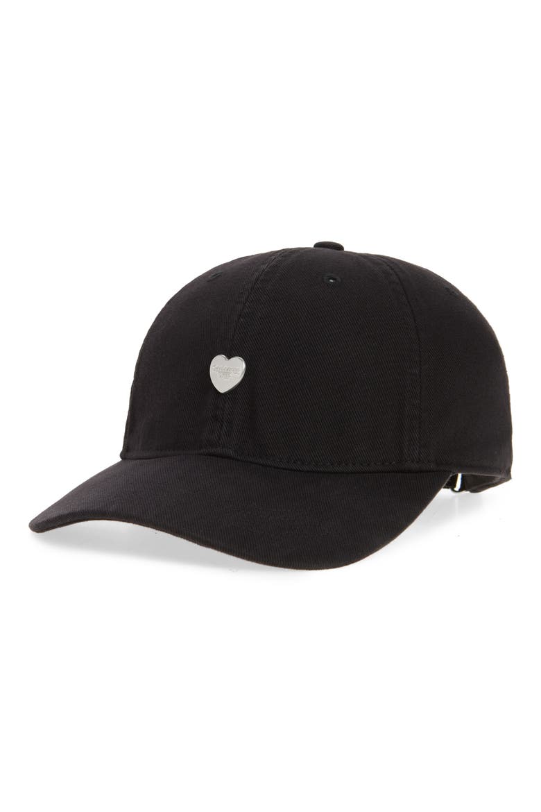 Heart Adjustable Cotton Twill Baseball Cap, Main, color, BLACK / BLACK