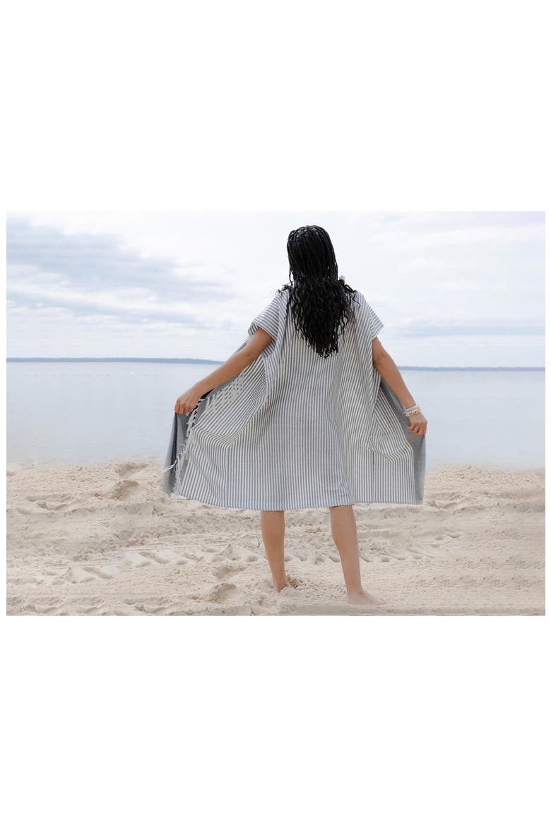 Striped Turkish Towel Robe, Alternate, color, GREY