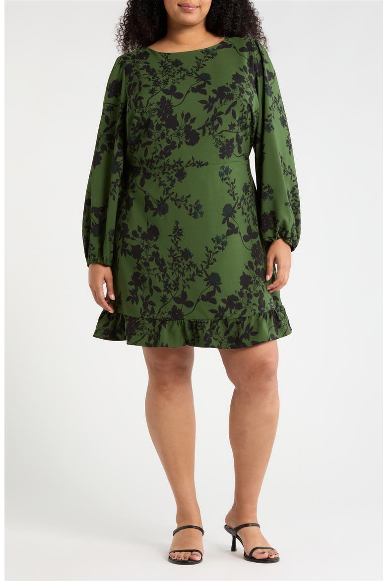 Tindrie Long Sleeve Dress, Main, color, OLIVE-BLACK