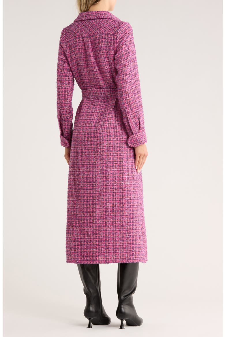 Dela Long Sleeve Tweed Shirtdress, Alternate, color, PINK TWEED
