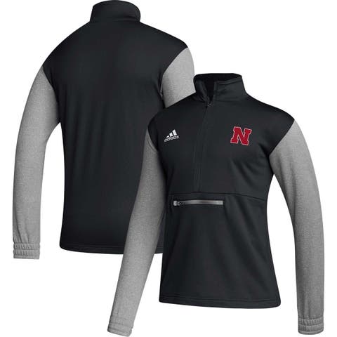 Men's adidas Black Nebraska Huskers Sideline AEROREADY Half-Zip Top
