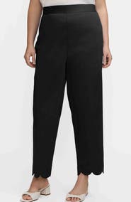 Foxcroft Elaine Scallop Hem Cotton Blend Crop Pants