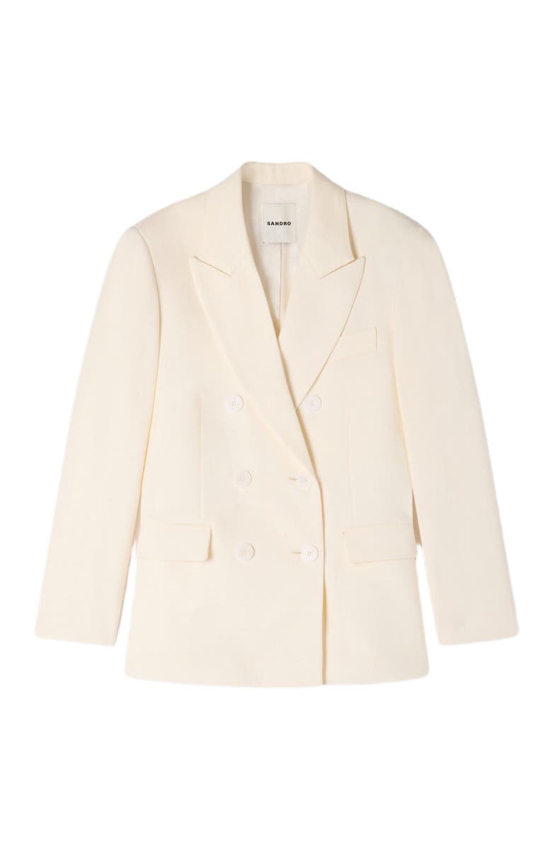 SANDRO Double-breasted suit jacket, Alternate, color, Ecru