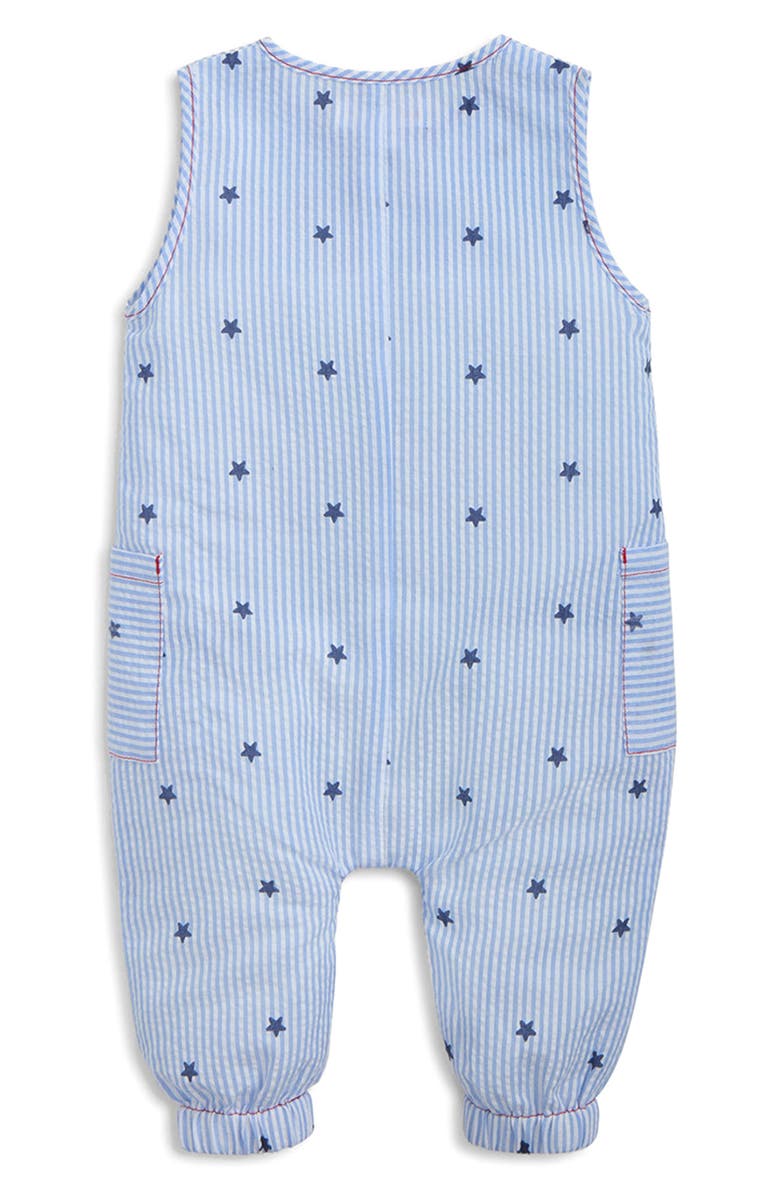 Magnetic Me Seersucker Stripe Sleeveless Romper, Alternate, color, Seers