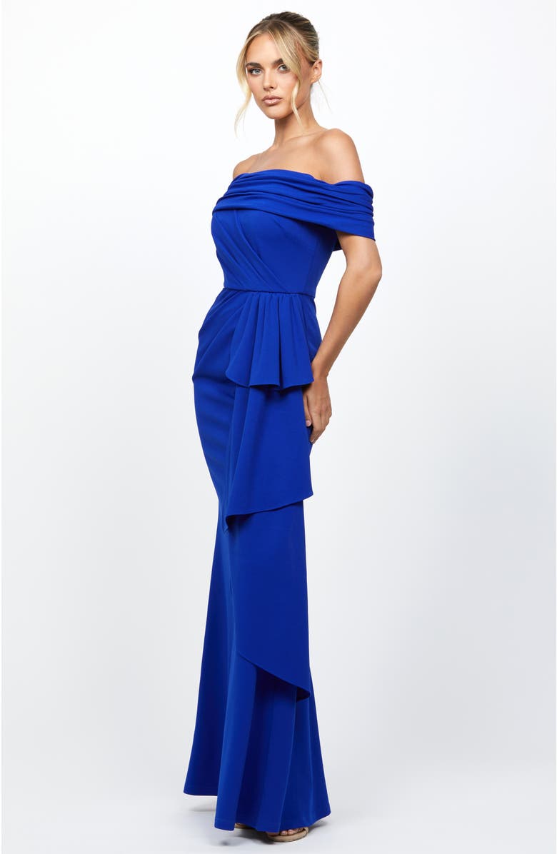 Bariano Blakely Off Shoulder Gown, Alternate, color, Cobalt