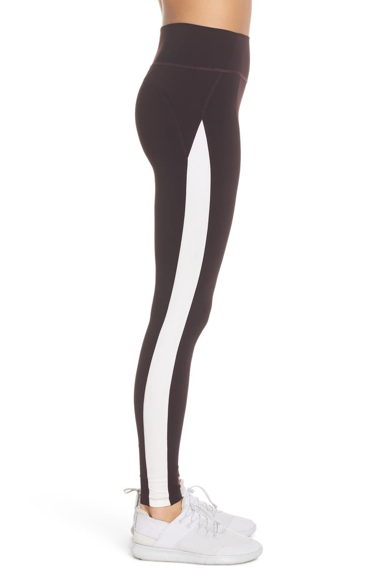 Midfield Leggings, Alternate, color, DARK WALNUT/ OFF WHITE