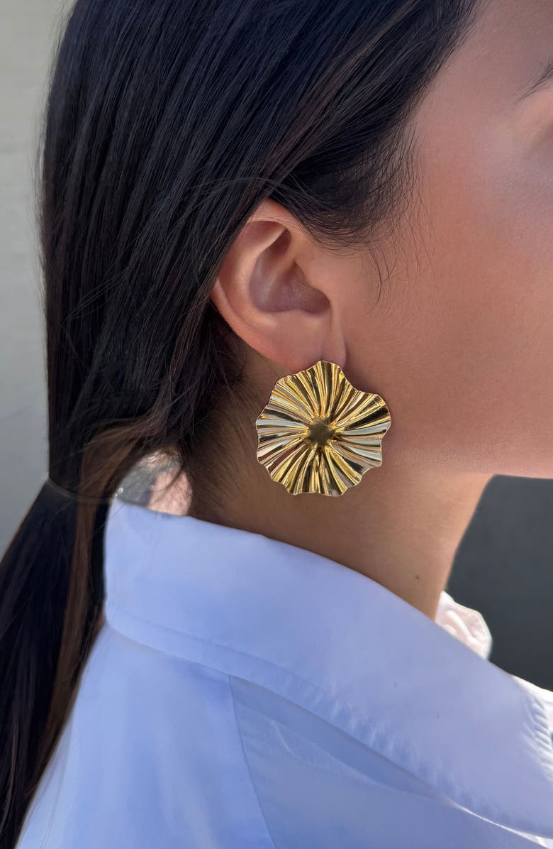 Adornia Sunray Round Earrings, Alternate, color, Gold