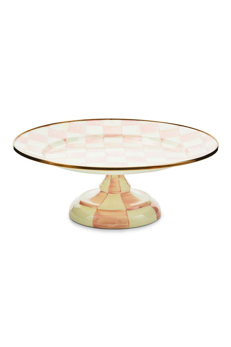 Rosy Check Small Pedestal Platter, Main, color, ROSY