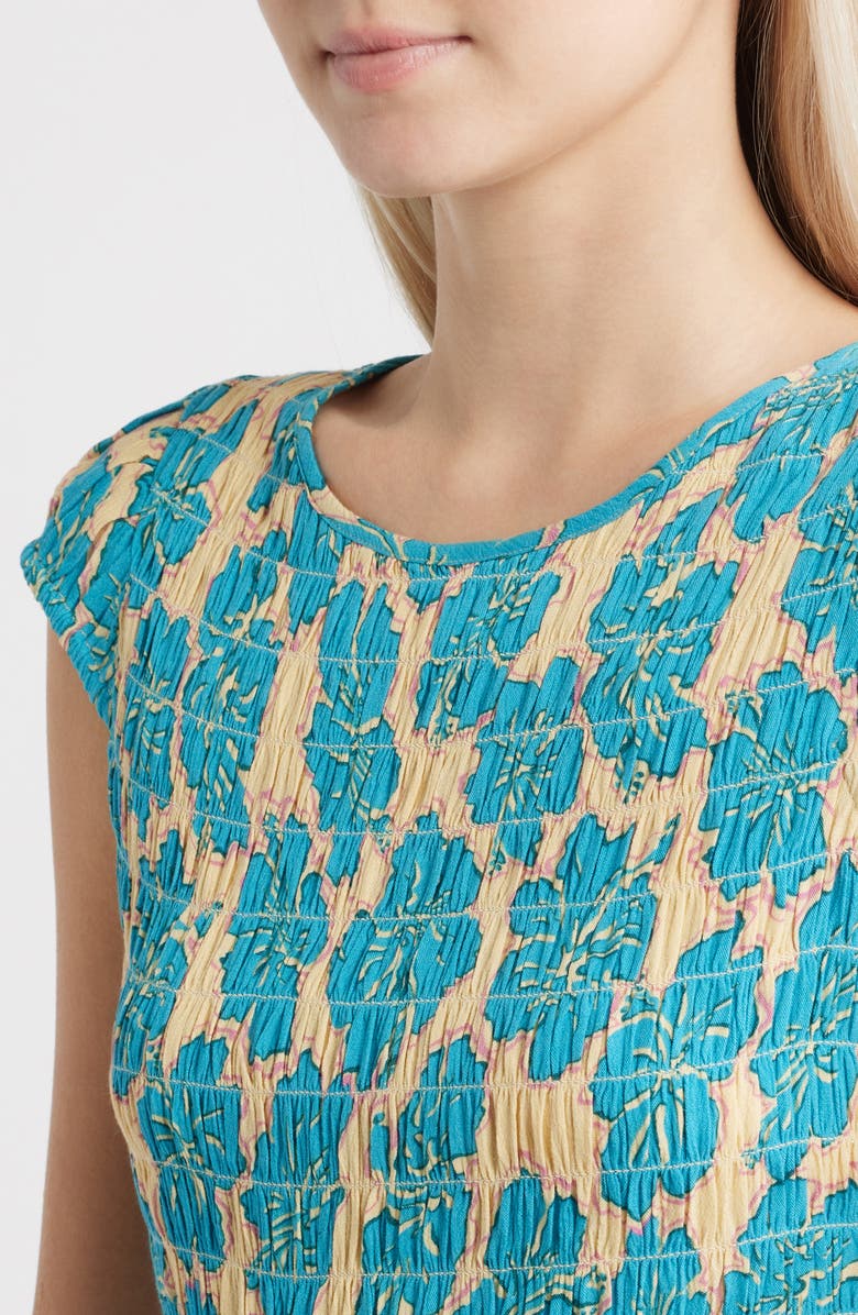 Billabong Bright Side Smocked Minidress, Alternate, color, Palm