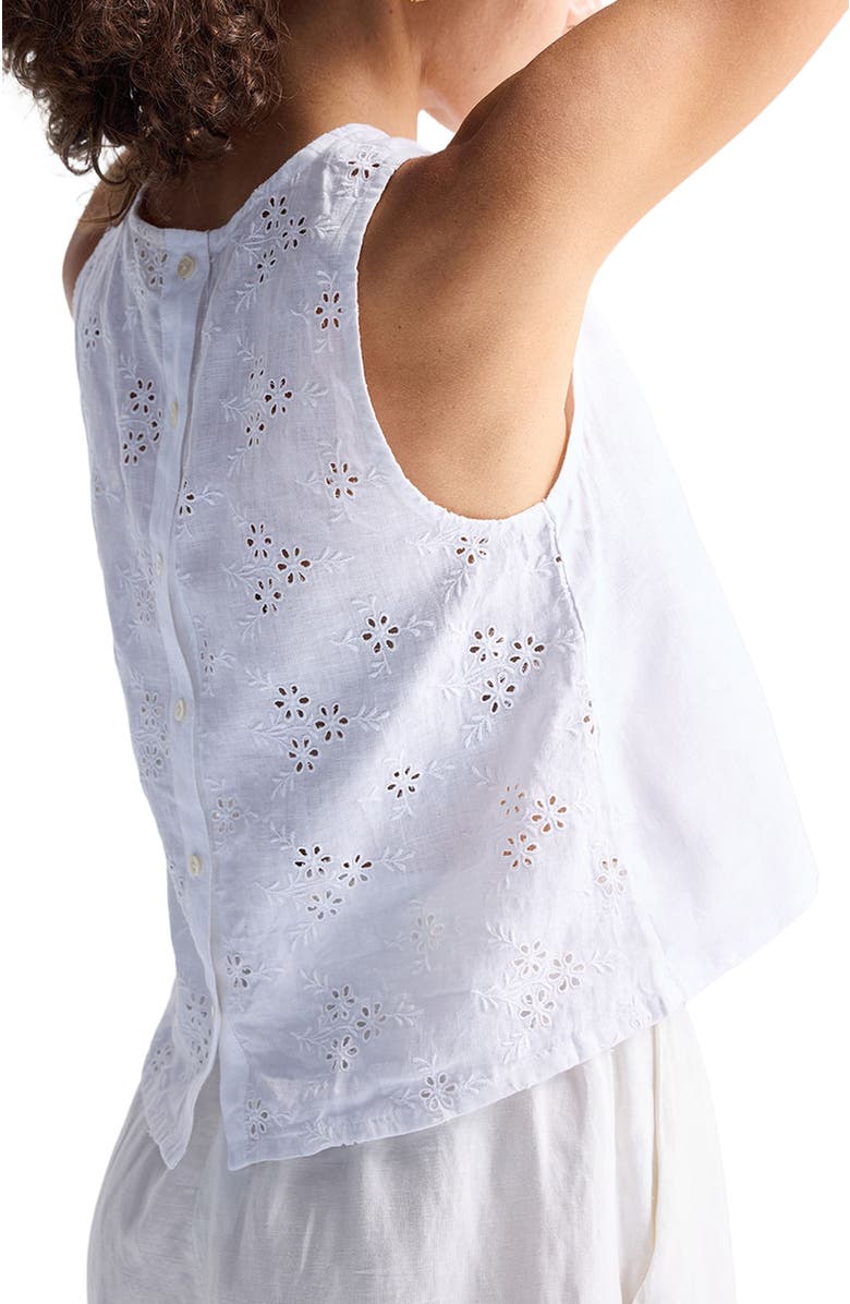 Reistor Button Back Embroidered Crop Top, Alternate, color, Coconut White