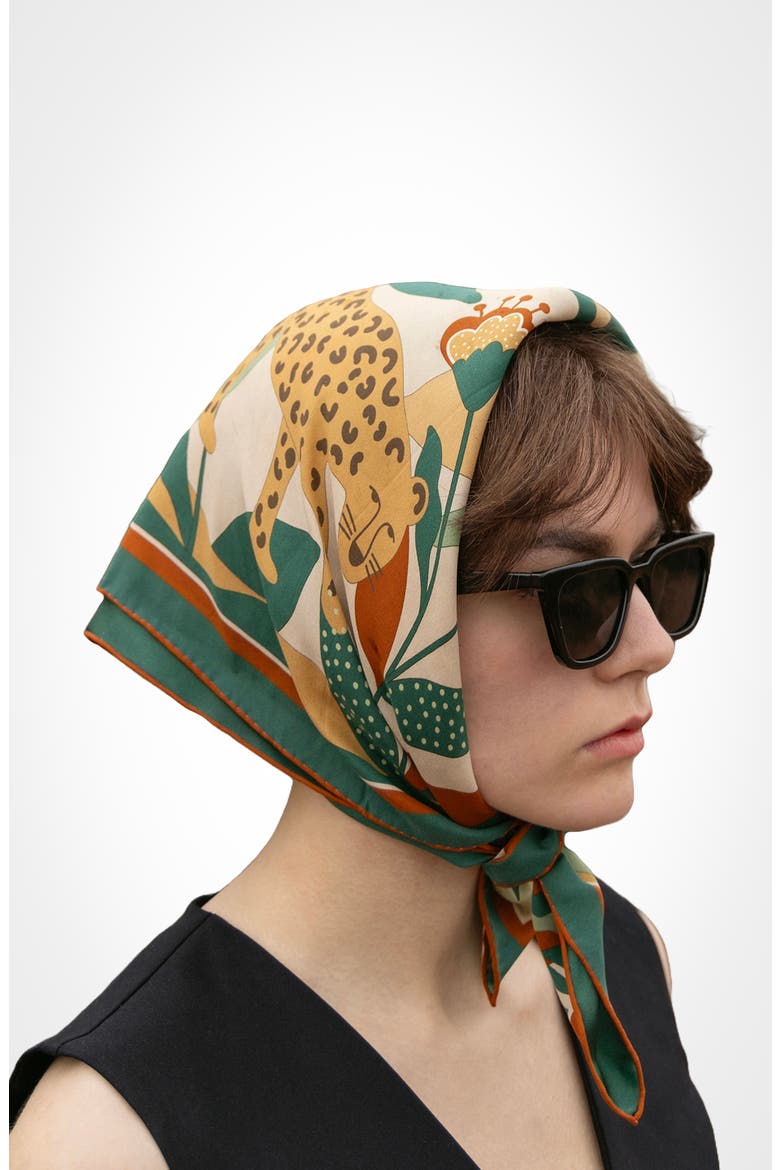 Double Sided Silk Scarf Of Green Wonderland, Alternate, color, Green