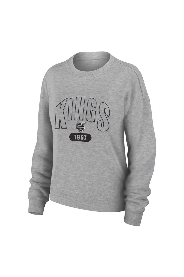 Women's WEAR by Erin Andrews Heather Gray Los Angeles Kings Knit Long Sleeve Tri-Blend T-Shirt & Pants Sleep Set, Alternate, color, Heather Gray