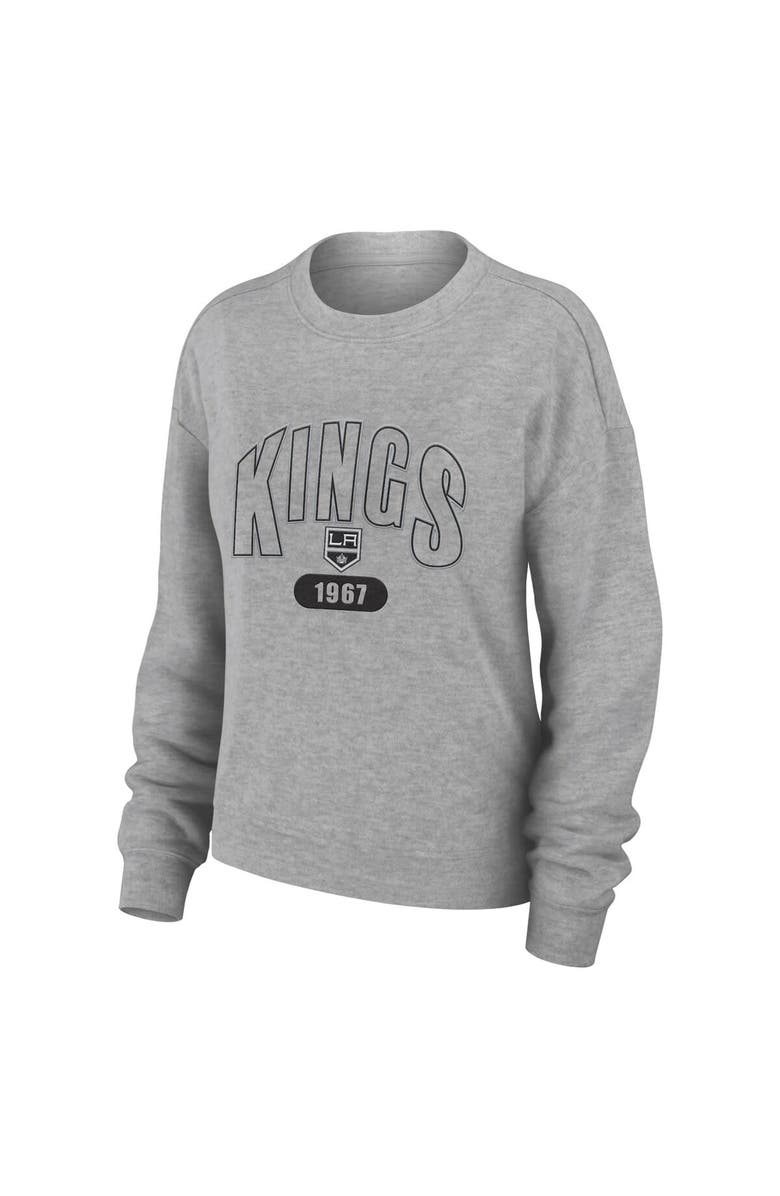 WEAR by Erin Andrews Women's WEAR by Erin Andrews Heather Gray Los Angeles Kings Knit Long Sleeve Tri-Blend T-Shirt & Pants Sleep Set, Alternate, color, Heather Gray