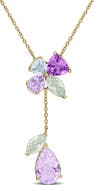 DELMAR Multi-Gemstone Floral Drop Pendant Necklace