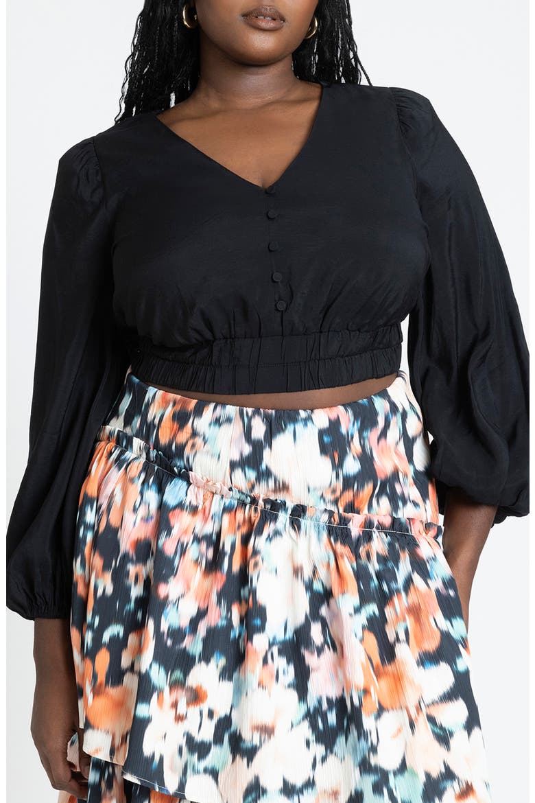 Long Sleeve Organdy Top, Main, color, BLACK ONYX