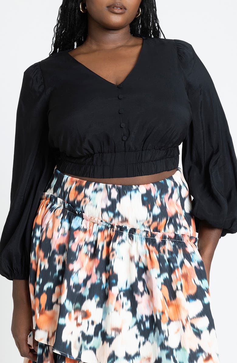 ELOQUII Long Sleeve Organdy Top, Main, color, 