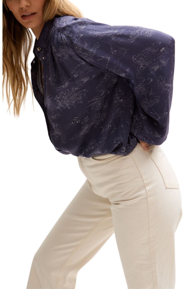 Marrianne Peter Pan Collar Shirt, Alternate, color, Navy
