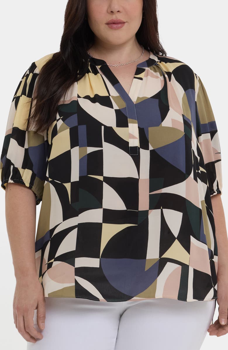 NYDJ Puff Sleeve Popover Top, Main, color, La Granadella