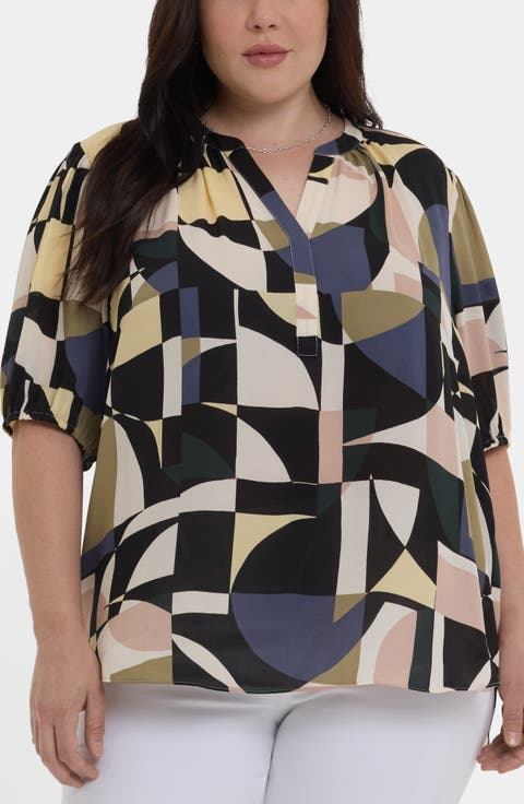 Puff Sleeve Popover Top (Plus)