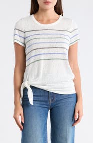 Bobeau Stripe Side Tie T-Shirt