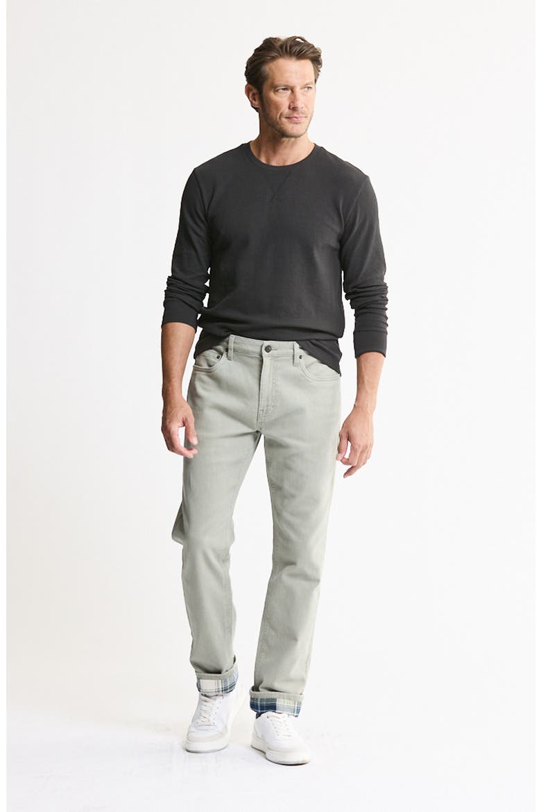 Flannel Lined Bull Denim Jeans, Alternate, color, OLIVE