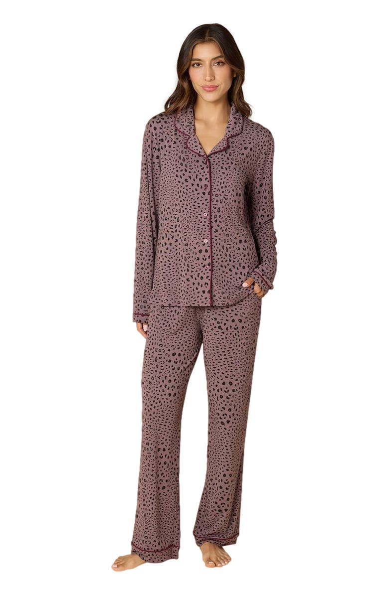 Softies Aria Slim Notch Collar PJ Set, Alternate, color, Wild Driftwood