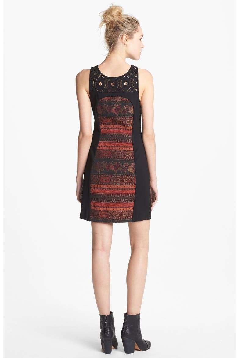 BB Dakota 'Aria' Mixed Media Sheath Dress, Alternate, color, BURGUNDY